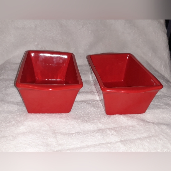 Set of 2 Merry Christmas Mini Loaf Pan Red Stoneware Nantucket - Picture 3 of 7